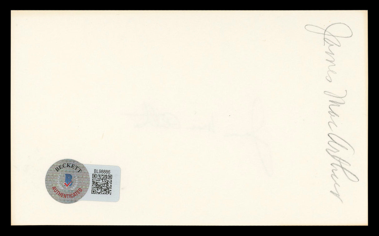 James MacArthur Hawaii Five-O Authentic Signed 3x5 Index Card BAS #BL98886