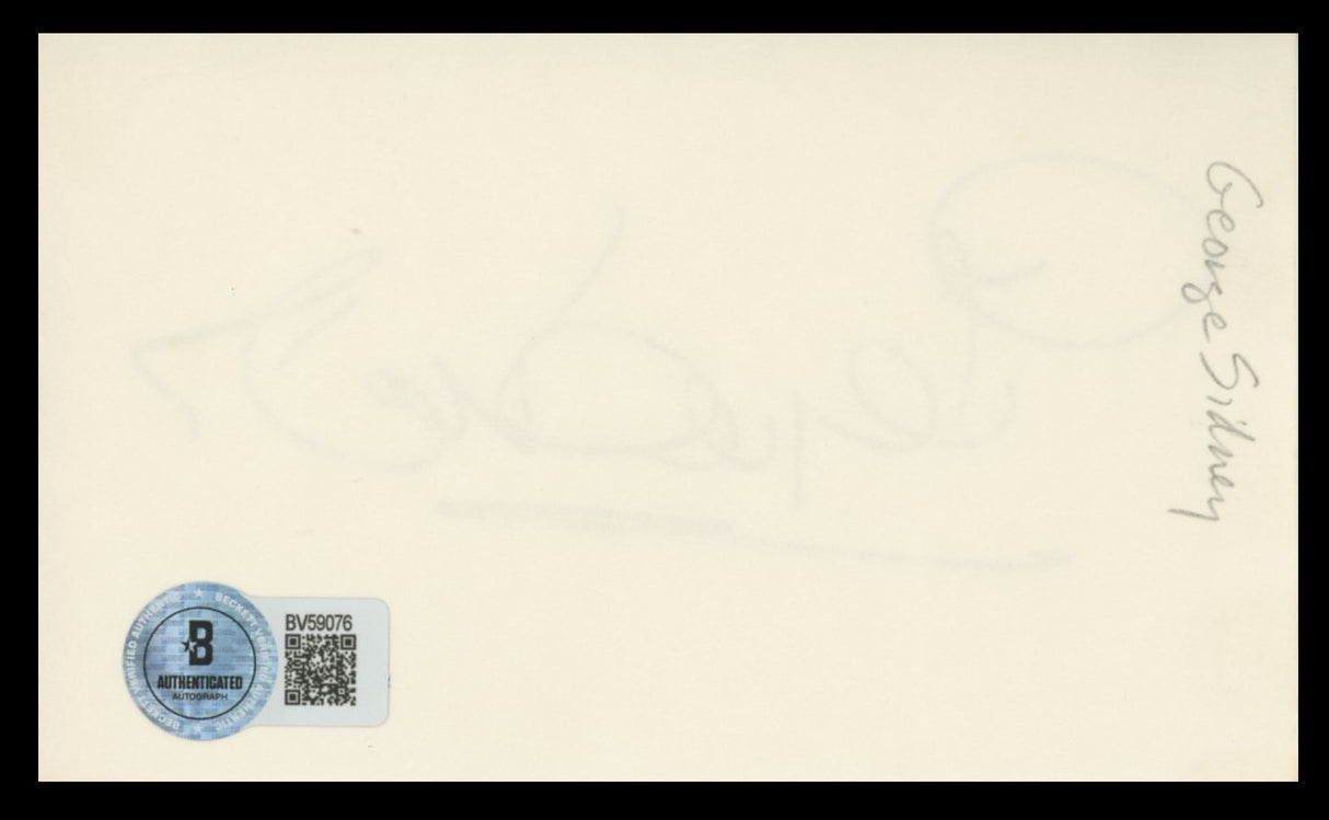 George Sidney The Three Musketeers Authentic Signed 3x5 Index Card BAS #BV59076