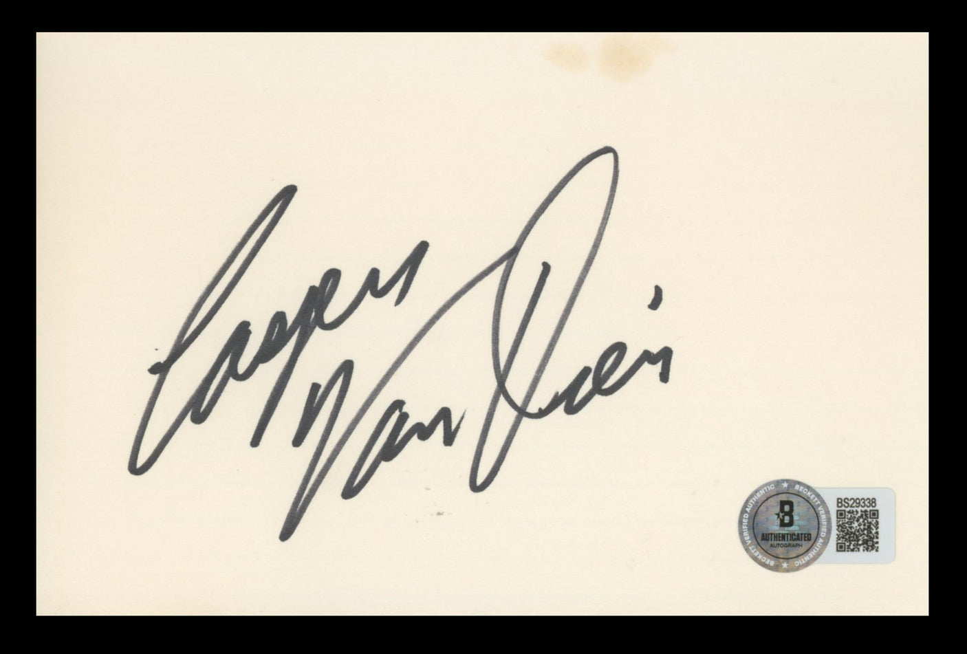 Casper Van Dien Starship Troopers Authentic Signed 4x6 Index Card BAS #BS29338