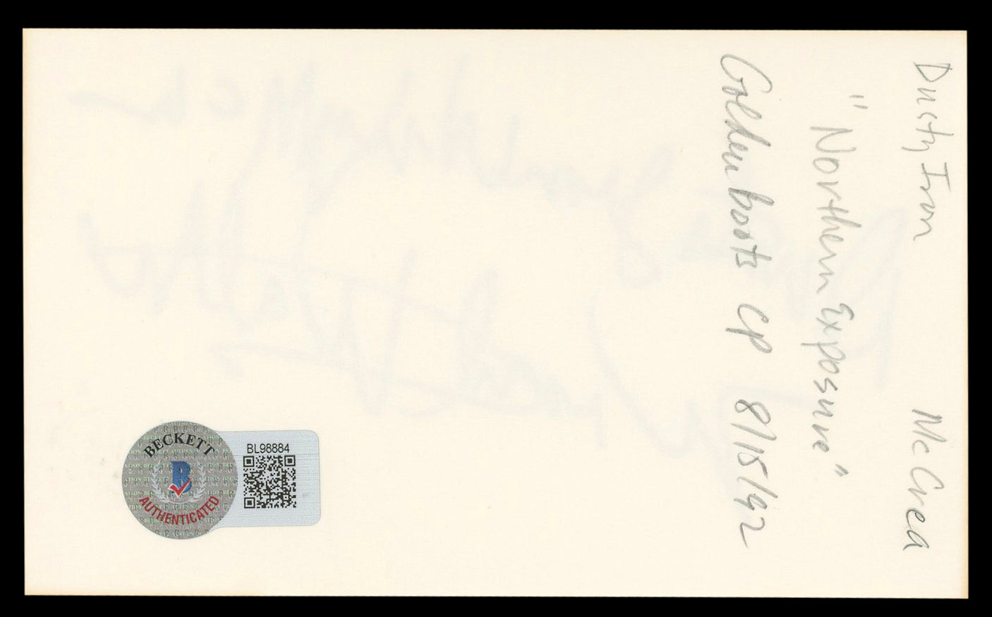 Dust "Iron Wing" McCrea Windwalker Authentic Signed 3x5 Index Card BAS #BL98884
