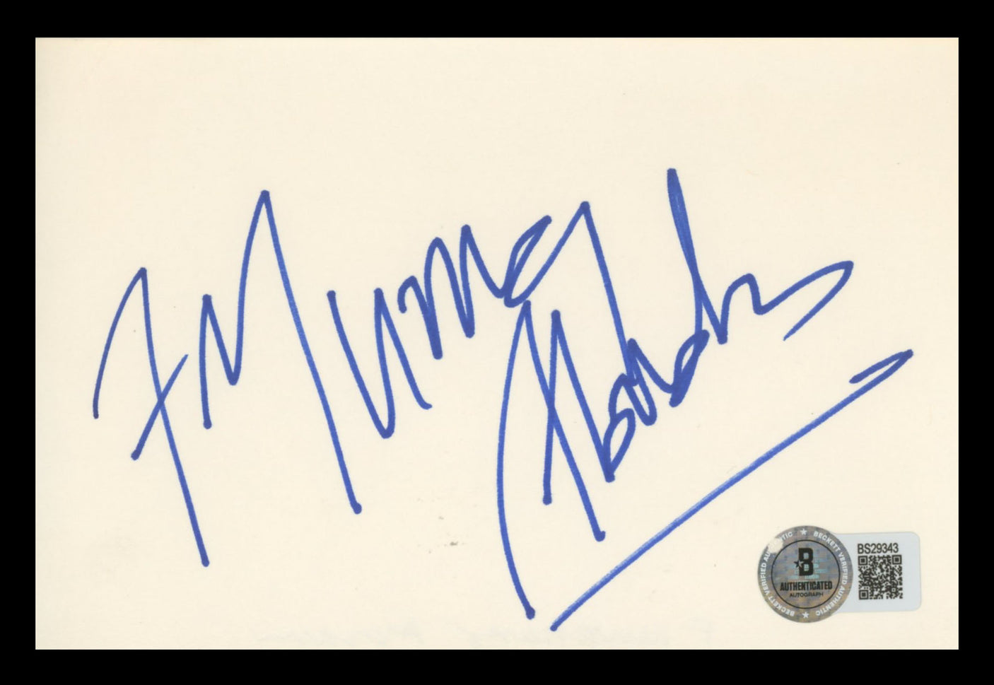 F. Murray Abraham Amadeus Authentic Signed 4x6 Index Card BAS #BS29343