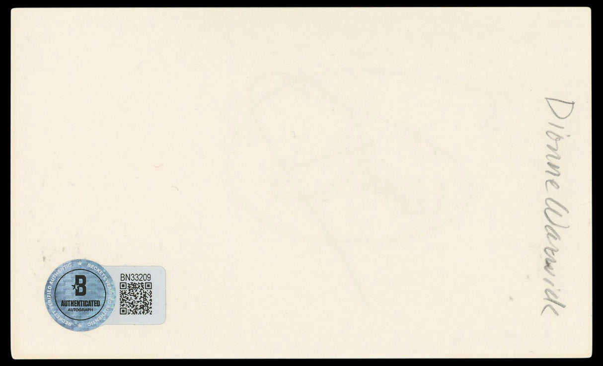 Dionne Warwick Authentic Signed 3x5 Index Card Autographed BAS #BN33209
