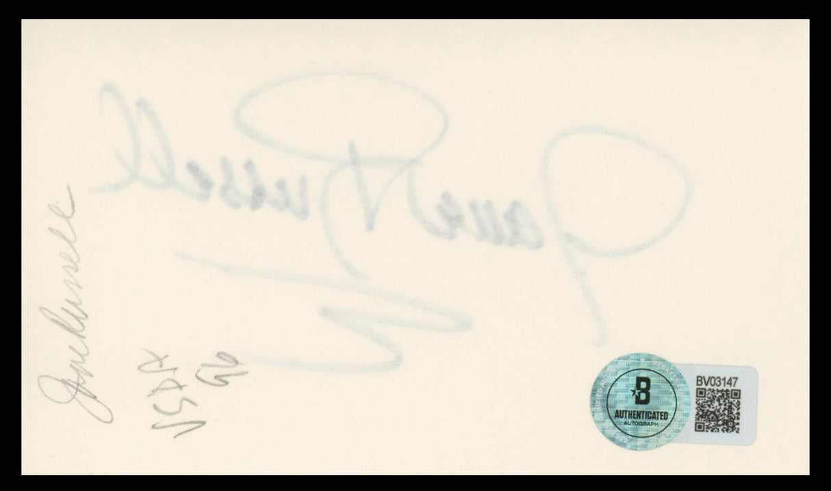 Jane Russell Gentlemen Prefer Blondes Signed 3x5 Index Card BAS #BV03147