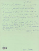 Butterfly McQueen Gone w/ the Wind Signed 8.5x11 Handwritten Letter BAS #BL76426