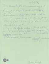 Butterfly McQueen Gone w/ the Wind Signed 8.5x11 Handwritten Letter BAS #BL76426