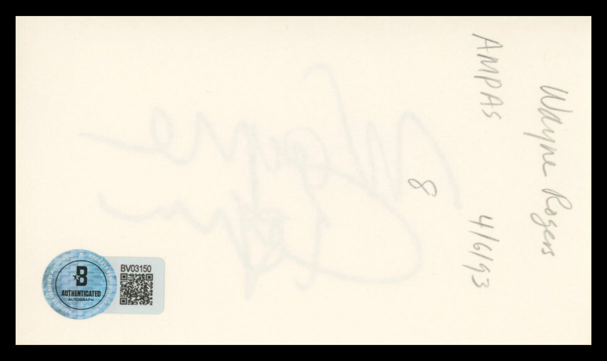 Wayne Rogers M*A*S*H Authentic Signed 3x5 Index Card Autographed BAS #BV03150