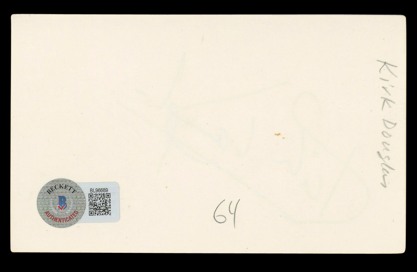Kirk Douglas Spartacus Authentic Signed 3x5 Index Card Autographed BAS #BL96689