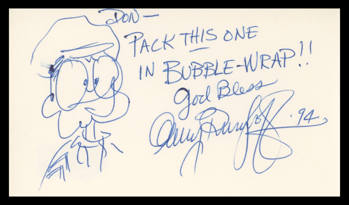 Gary Burghoff M*A*S*H Authentic Signed 3x5 Index Card w/ Sketch BAS #BV03320