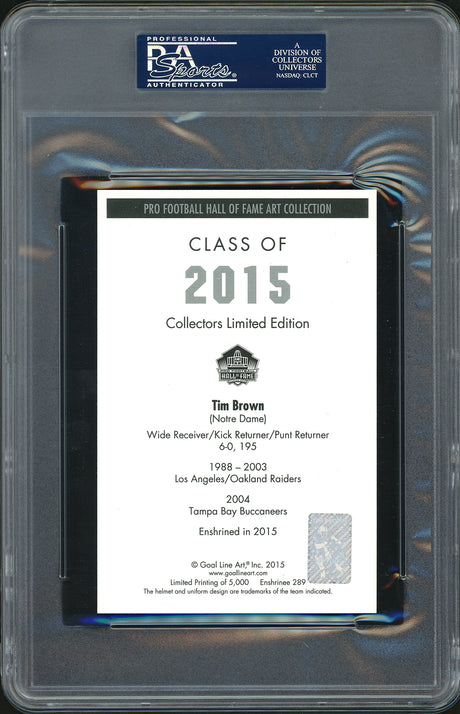 Tim Brown Autographed Goal Line Art Postcard #289 Los Angeles Raiders "HOF 2015" PSA/DNA Stock #99691