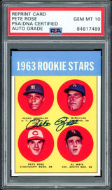 Pete Rose Autographed 1963 Topps Rookie Retro Reprint Card #537 Cincinnati Reds Auto Grade Gem Mint 10 PSA/DNA Stock #211870