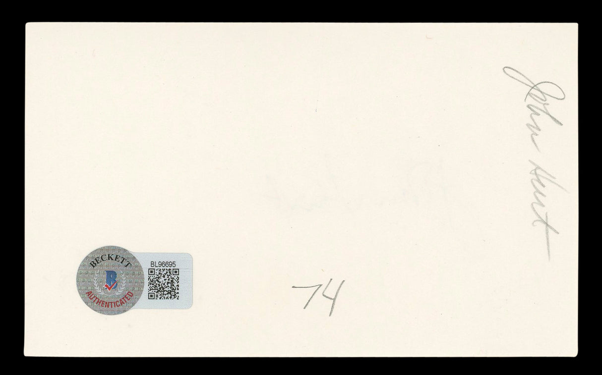 John Hunt Authentic Signed 3x5 Index Card Autographed BAS #BL96695