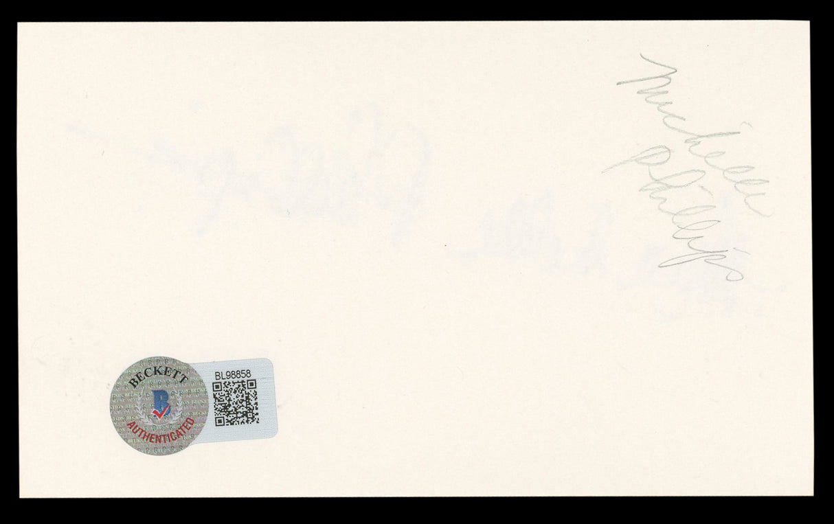 Michelle Phillips Knots Landing Authentic Signed 3x5 Index Card BAS #BL98858
