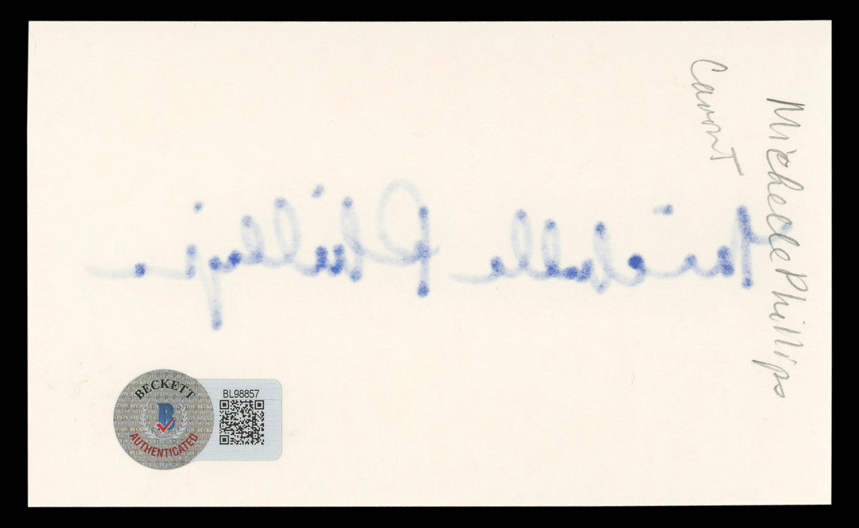 Michelle Phillips Knots Landing Authentic Signed 3x5 Index Card BAS #BL98857