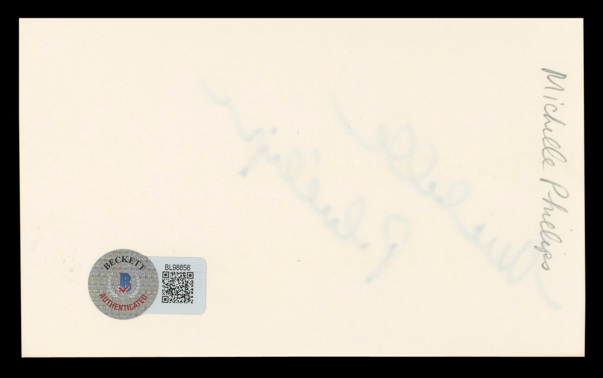 Michelle Phillips Knots Landing Authentic Signed 3x5 Index Card BAS #BL98856