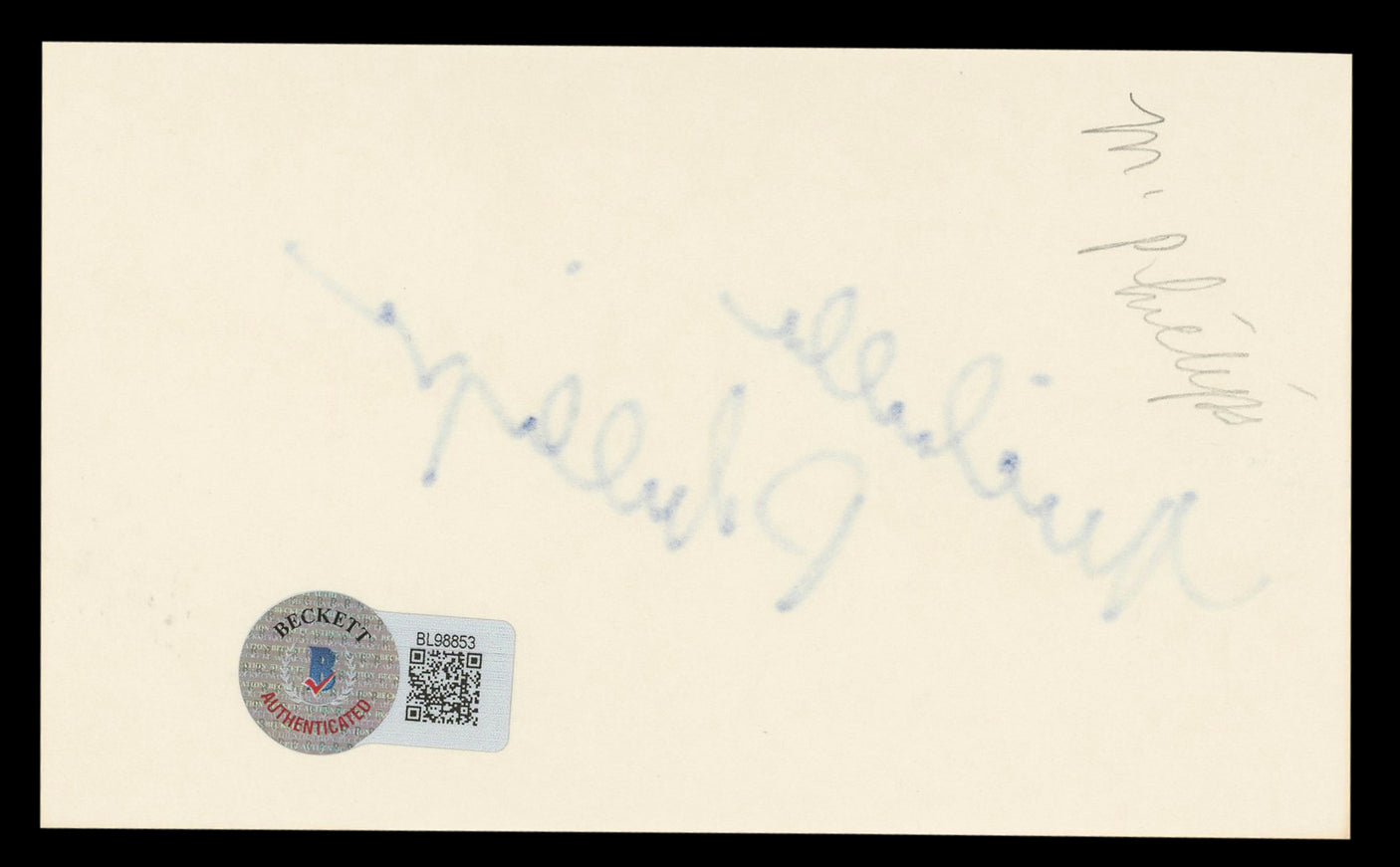 Michelle Phillips Knots Landing Authentic Signed 3x5 Index Card BAS #BL98853