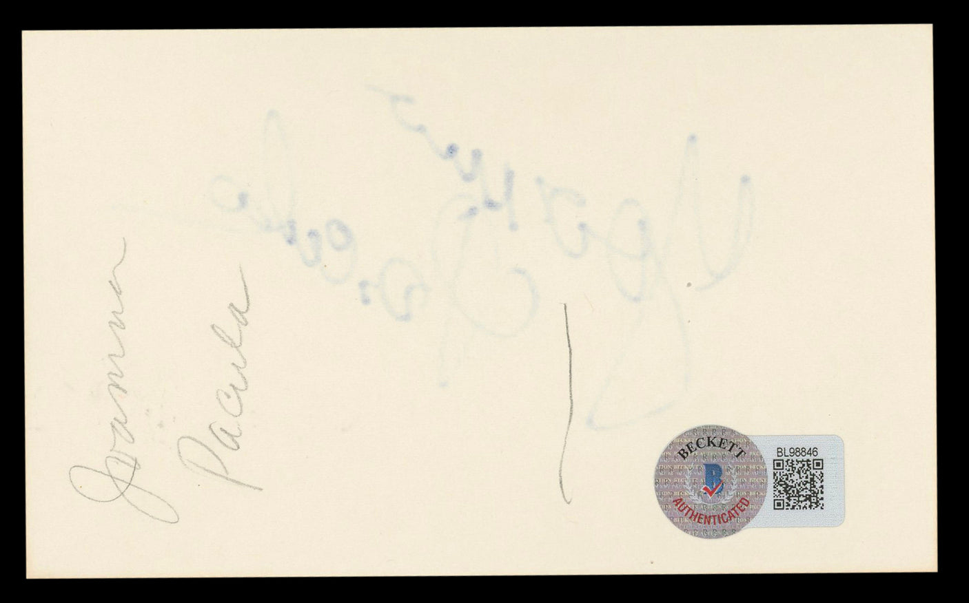 Joanna Pacua Tombstone Authentic Signed 3x5 Index Card Autographed BAS #BL98846