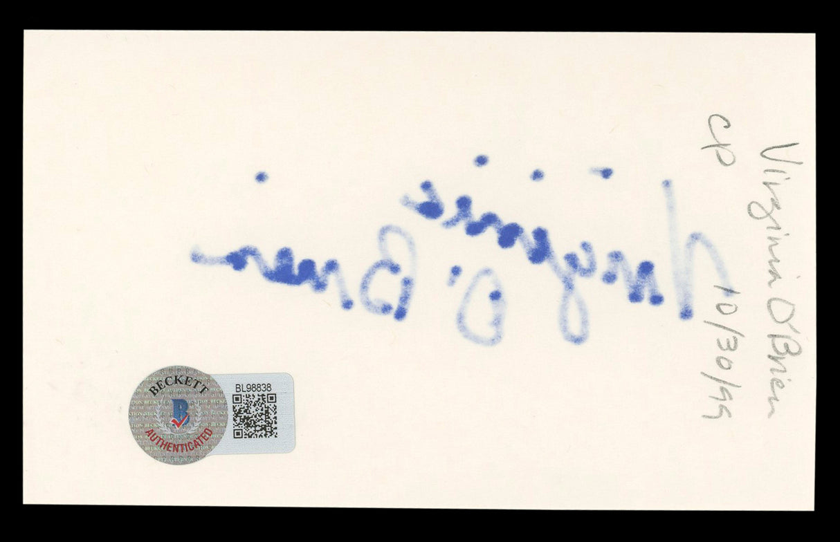 Virginia O'Brien The Harvey Girls Authentic Signed 3x5 Index Card BAS #BL98838
