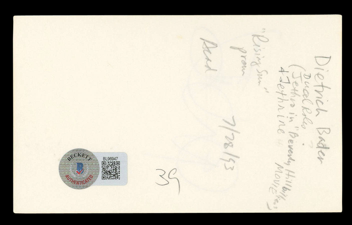 Diedrich Bader Napoleon Dynamite Authentic Signed 3x5 Index Card BAS #BL96947