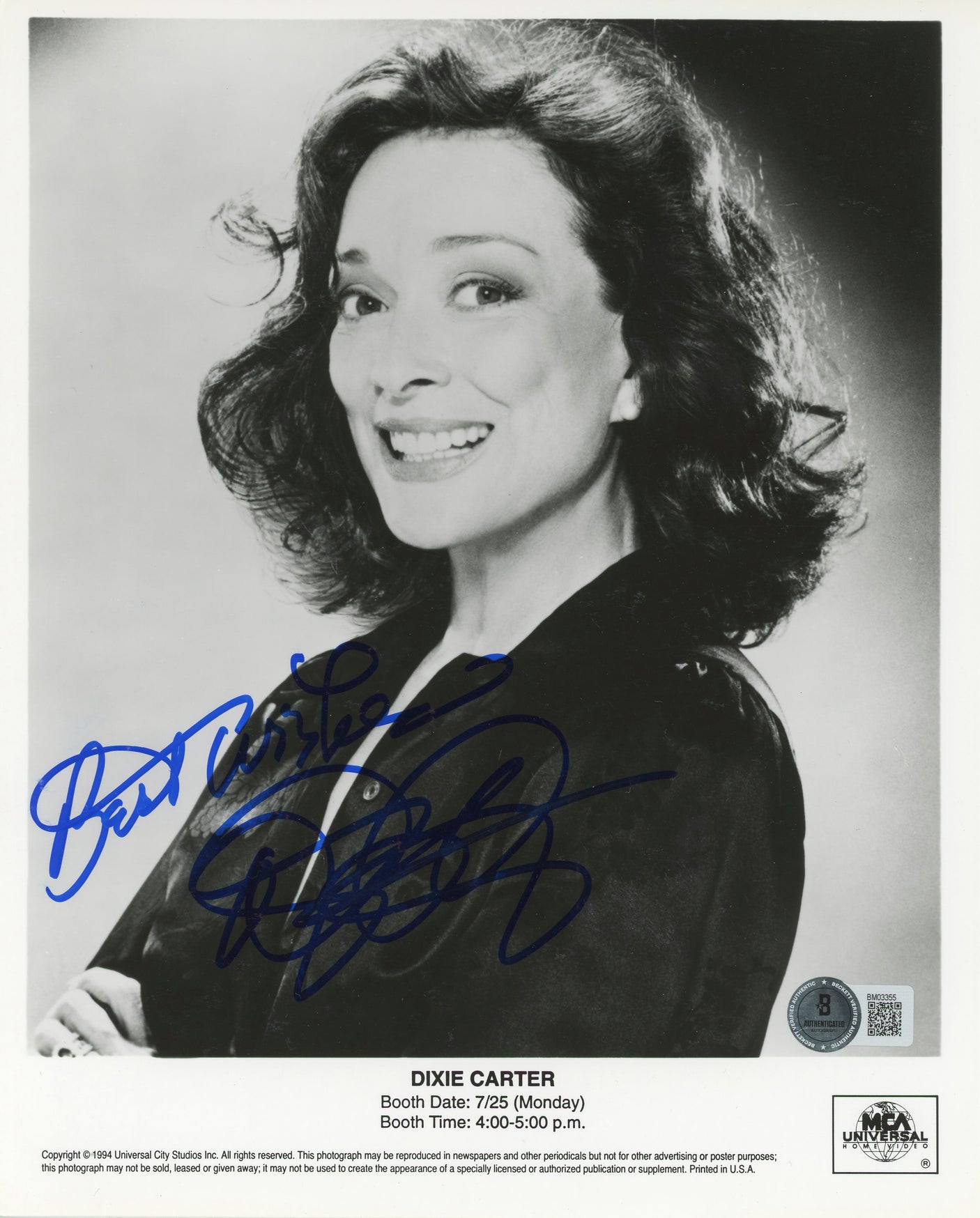 Dixie Carter Desperate Housewives Authentic Signed 8x10 Photo BAS #BM03355