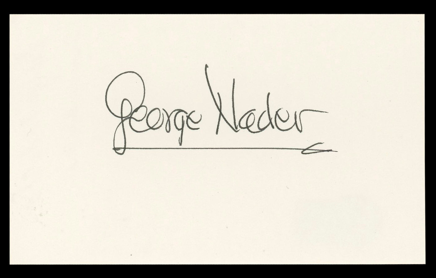 George Nader The Female Animal Authentic Signed 3x5 Index Card BAS #BL98822