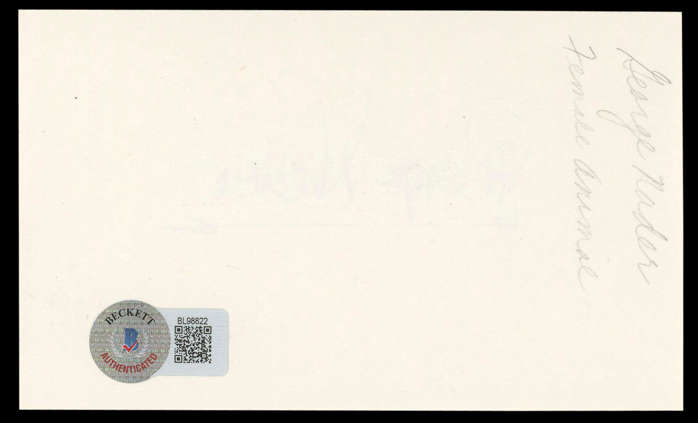 George Nader The Female Animal Authentic Signed 3x5 Index Card BAS #BL98822
