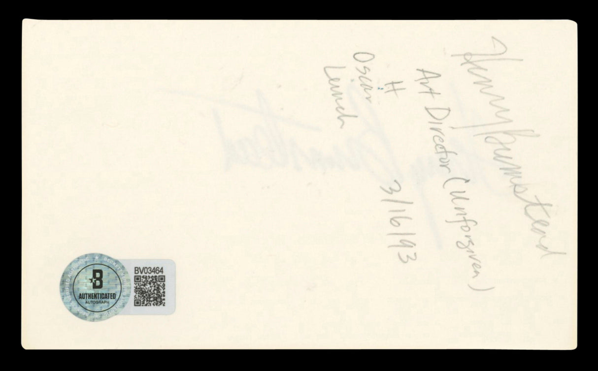 Henry Bumstead Authentic Signed 3x5 Index Card Autographed BAS #BV03464