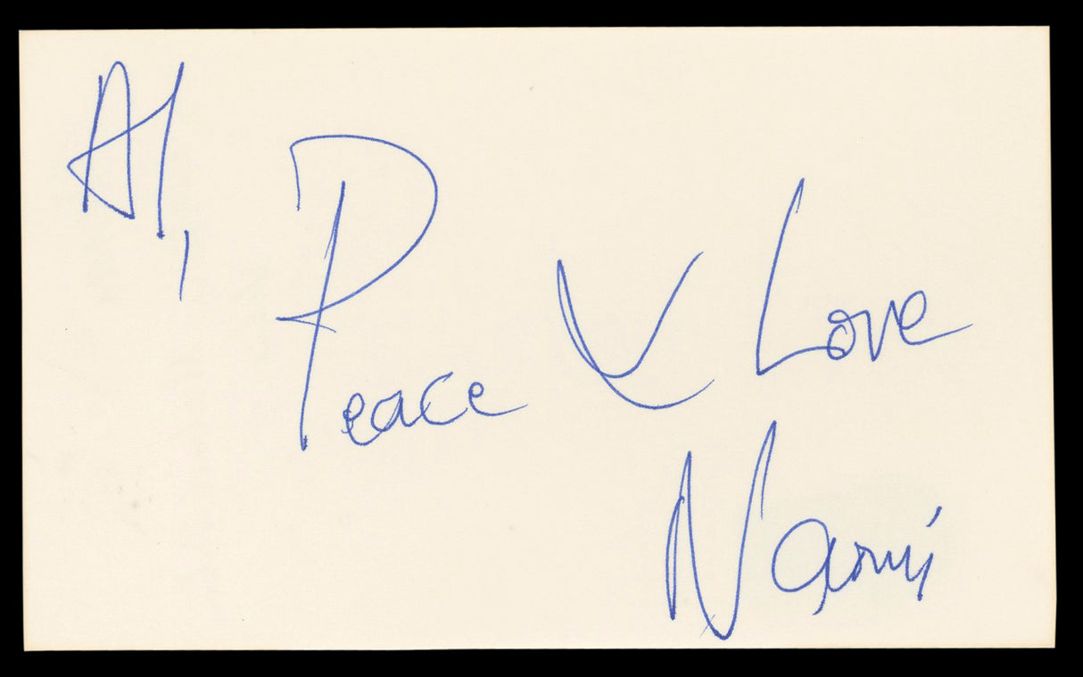 Naomi Campbell Vogue Magazine "Peace x Love" Signed 3x5 Index Card BAS #BL98819