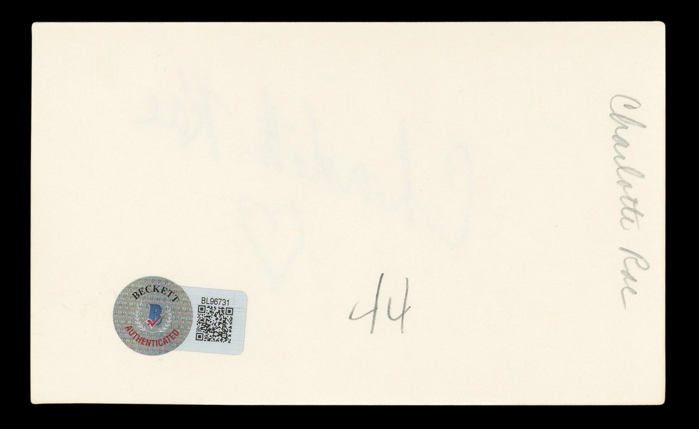 Charlotte Rae The Facts of Life Authentic Signed 3x5 Index Card BAS #BL96731