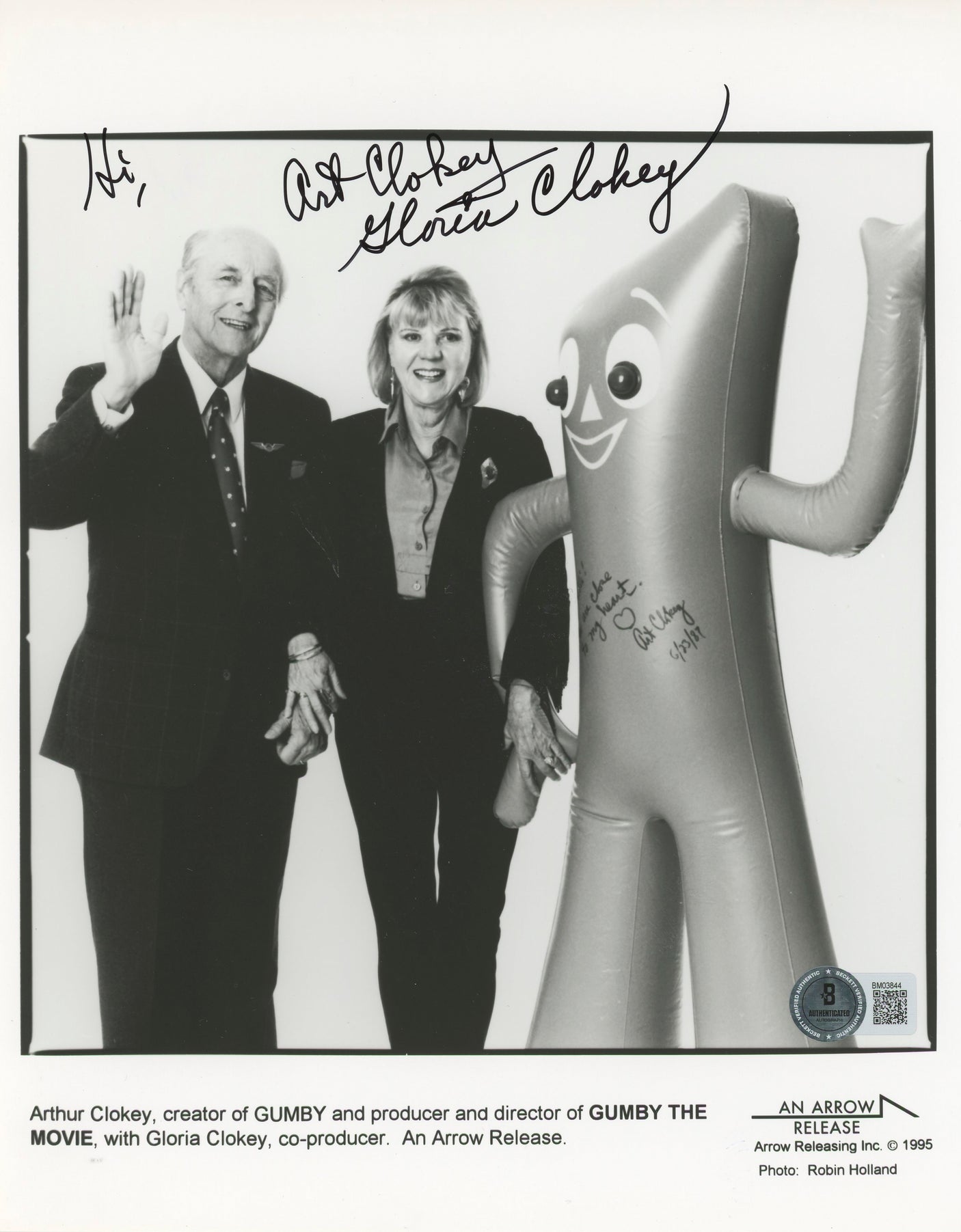 Art Clokey & Gloria Clokey Gumby Authentic Signed 8x10 Photo BAS #BM03844