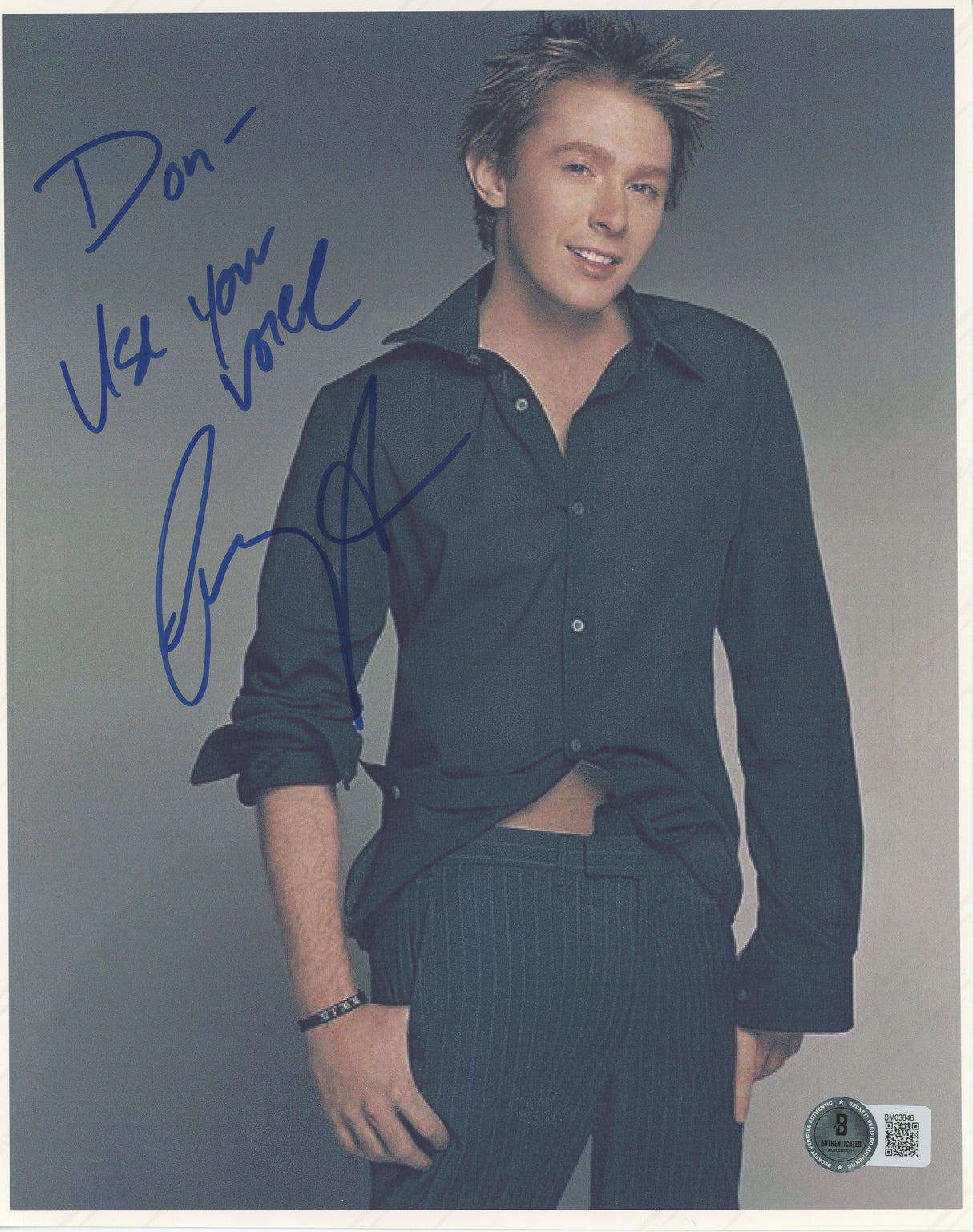 Clay Aiken American Idol Use Your Voice Authentic Signed 8x10 Photo BAS #BM03846