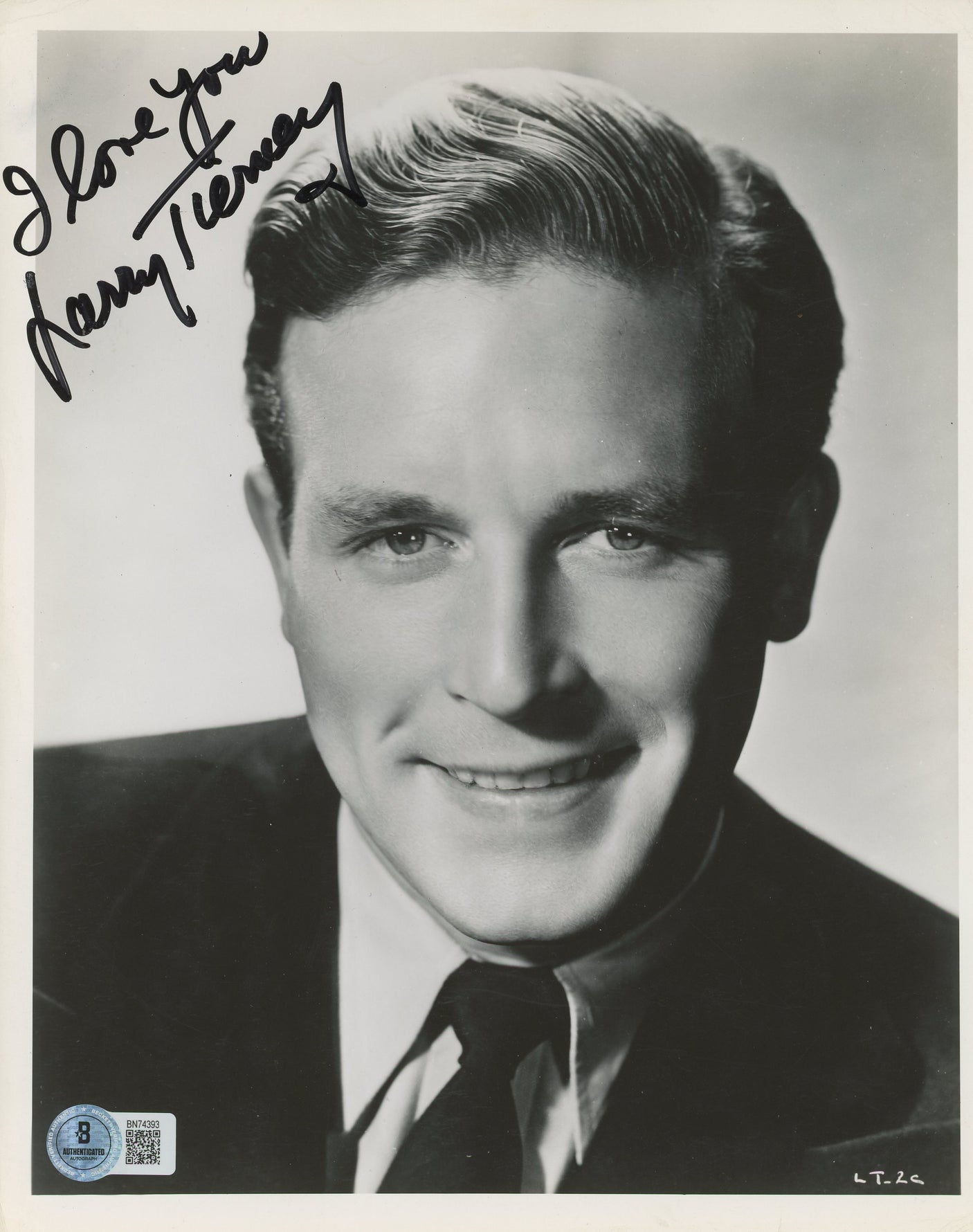Lawrence Tierney Bodyguard "I love you" Authentic Signed 8x10 Photo BAS #BN74393