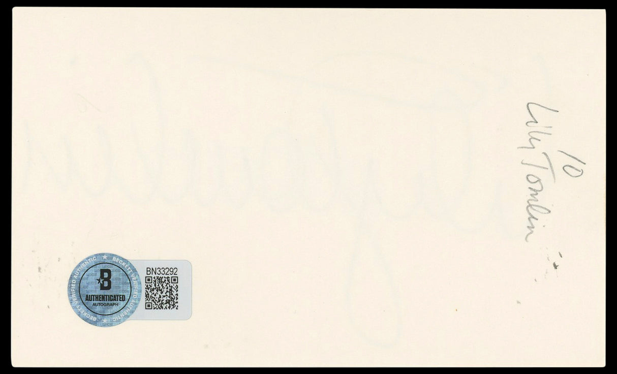 Lily Tomlin Grace & Frankie Authentic Signed 3x5 Index Card BAS #BN33292