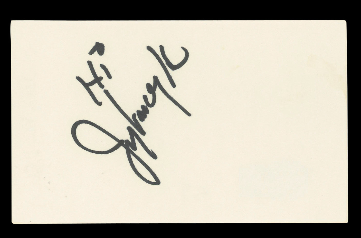 Jerry Van Dyke Coach "Hi" Authentic Signed 3x5 Index Card BAS #BL96750