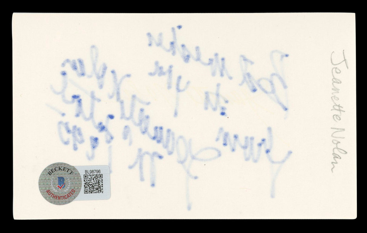 Jeanette Nolan Man Who Shot Liberty Valance Signed 3x5 Index Card BAS #BL98796