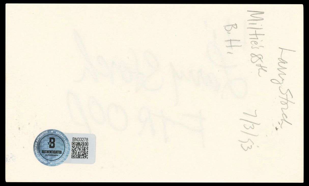 Larry Storch F Troop Authentic Signed 3x5 Index Card Autographed BAS #BN33278