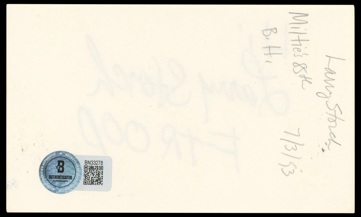 Larry Storch F Troop Authentic Signed 3x5 Index Card Autographed BAS #BN33278
