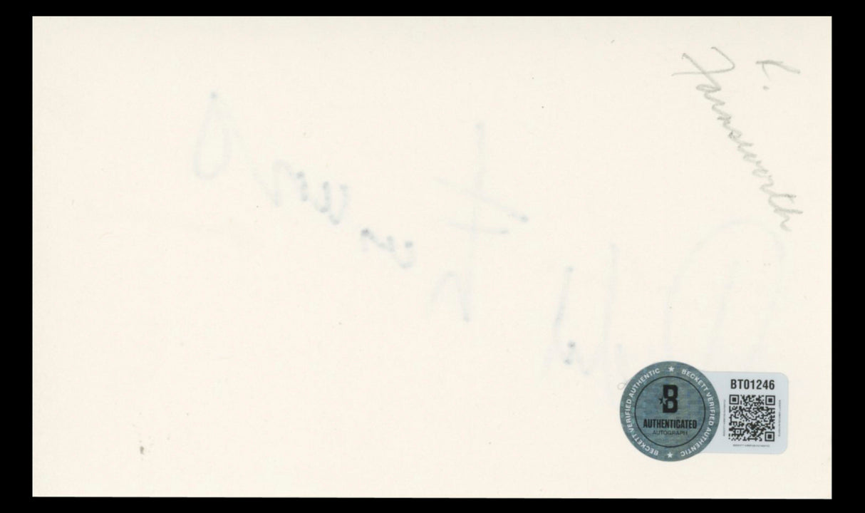 Richard Farnsworth Sylvester Authentic Signed 3x5 Index Card BAS #BT01246