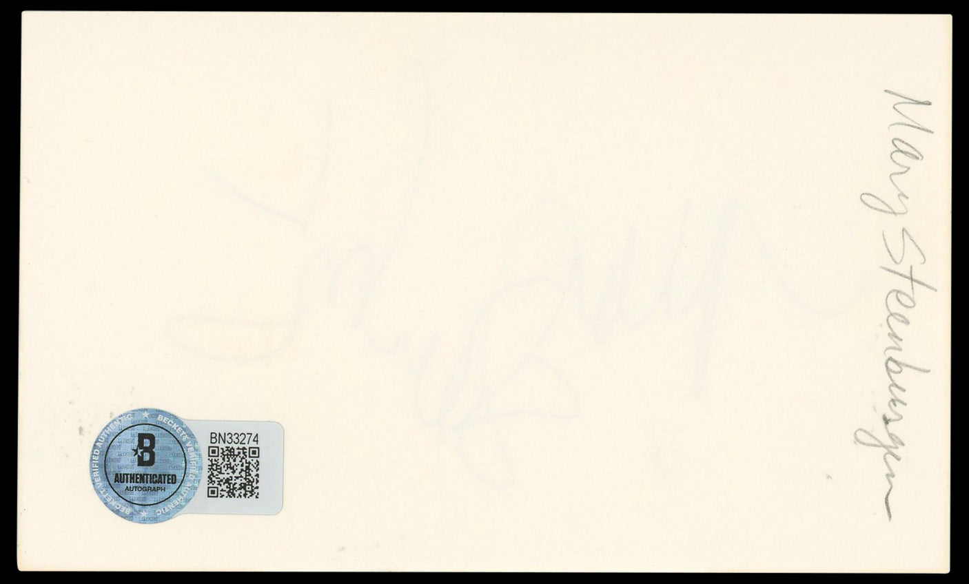 Mary Steenburgen Elf Authentic Signed 3x5 Index Card Autographed BAS #BN33274