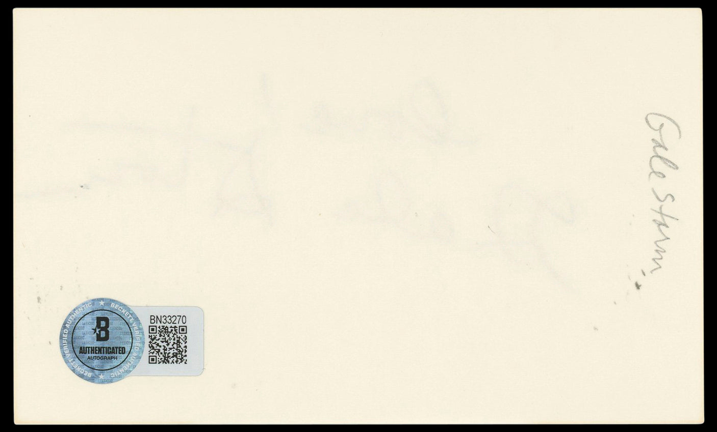 Gale Storm My Little Margie "Love!" Authentic Signed 3x5 Index Card BAS #BN33270
