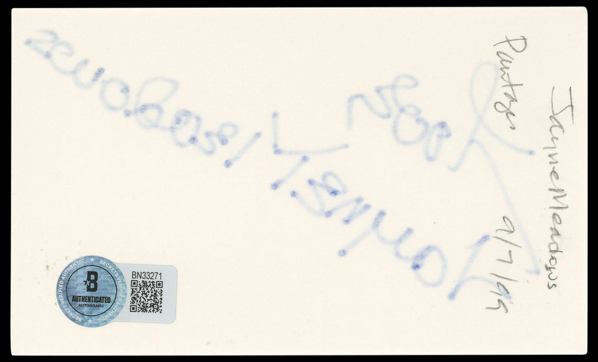 Jayne Meadows Undercurrent "Love" Authentic Signed 3x5 Index Card BAS #BN33271