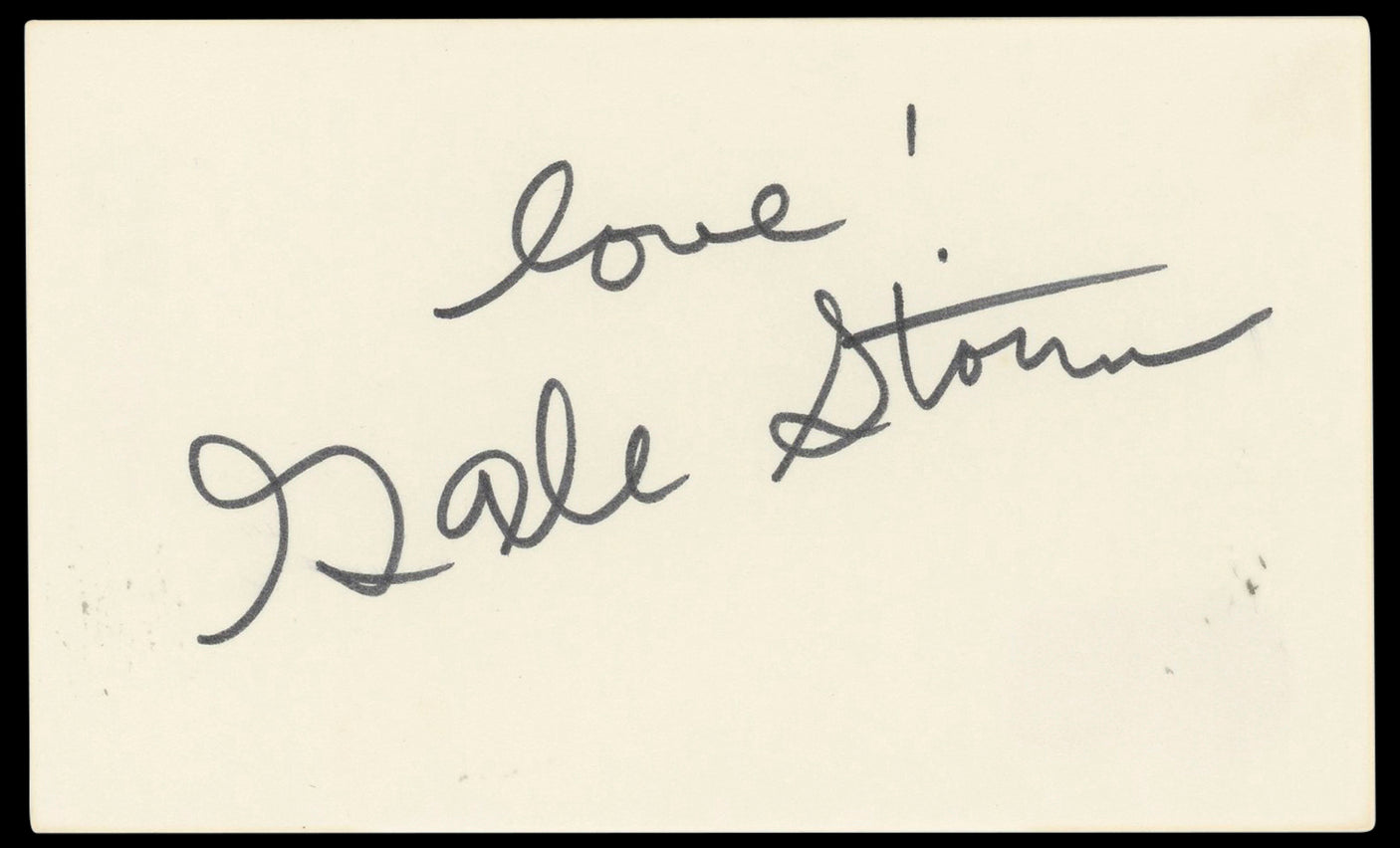 Gale Storm My Little Margie "Love!" Authentic Signed 3x5 Index Card BAS #BN33268