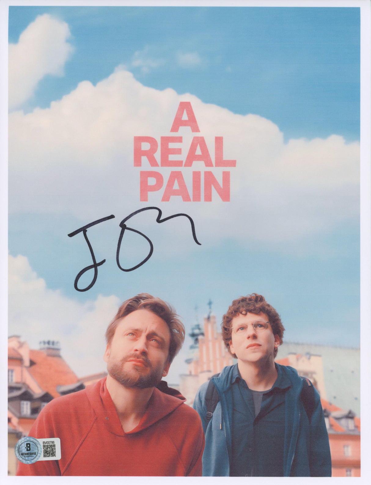 Jesse Eisenberg A Real Pain Authentic Signed 8.5x11 Photo BAS #BV00786