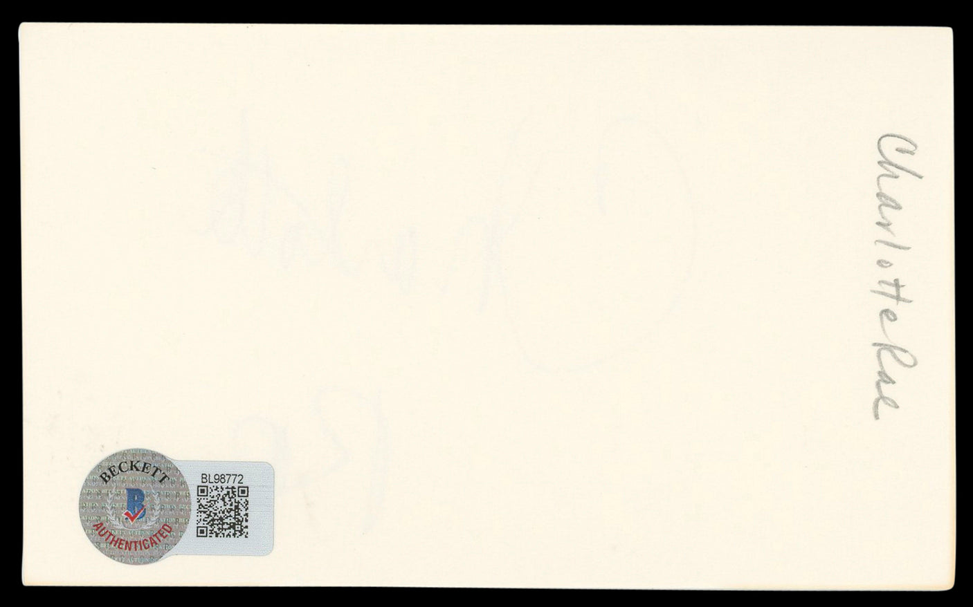 Charlotte Rae The Facts of Life Authentic Signed 3x5 Index Card BAS #BL98772