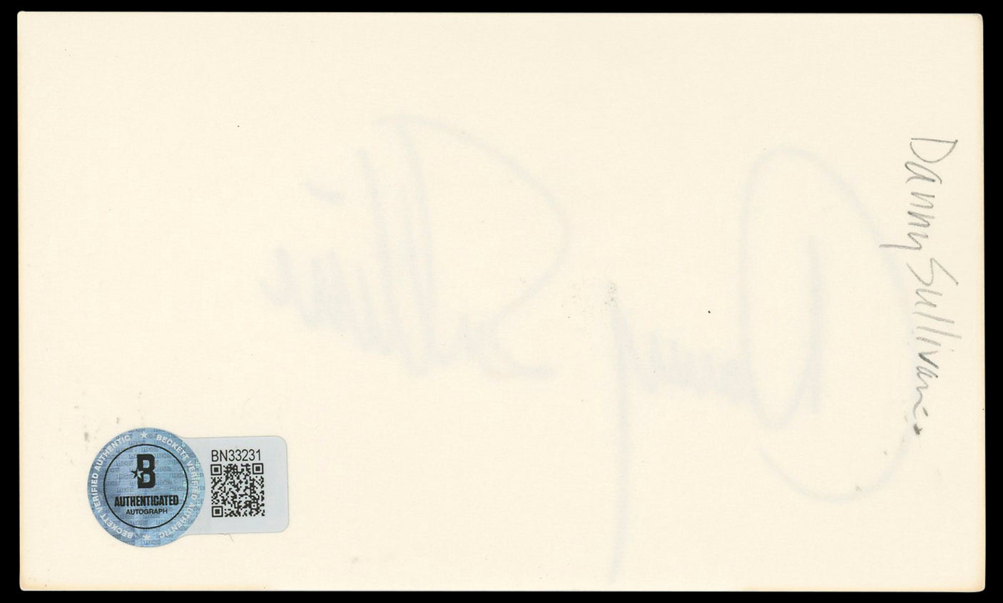 Danny Sullivan Authentic Signed 3x5 Index Card Autographed BAS #BN33231