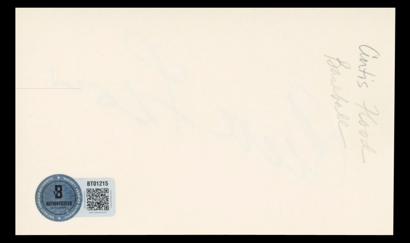 Cardinals Curt Flood Authentic Signed 3x5 Index Card Autographed BAS #BT01215