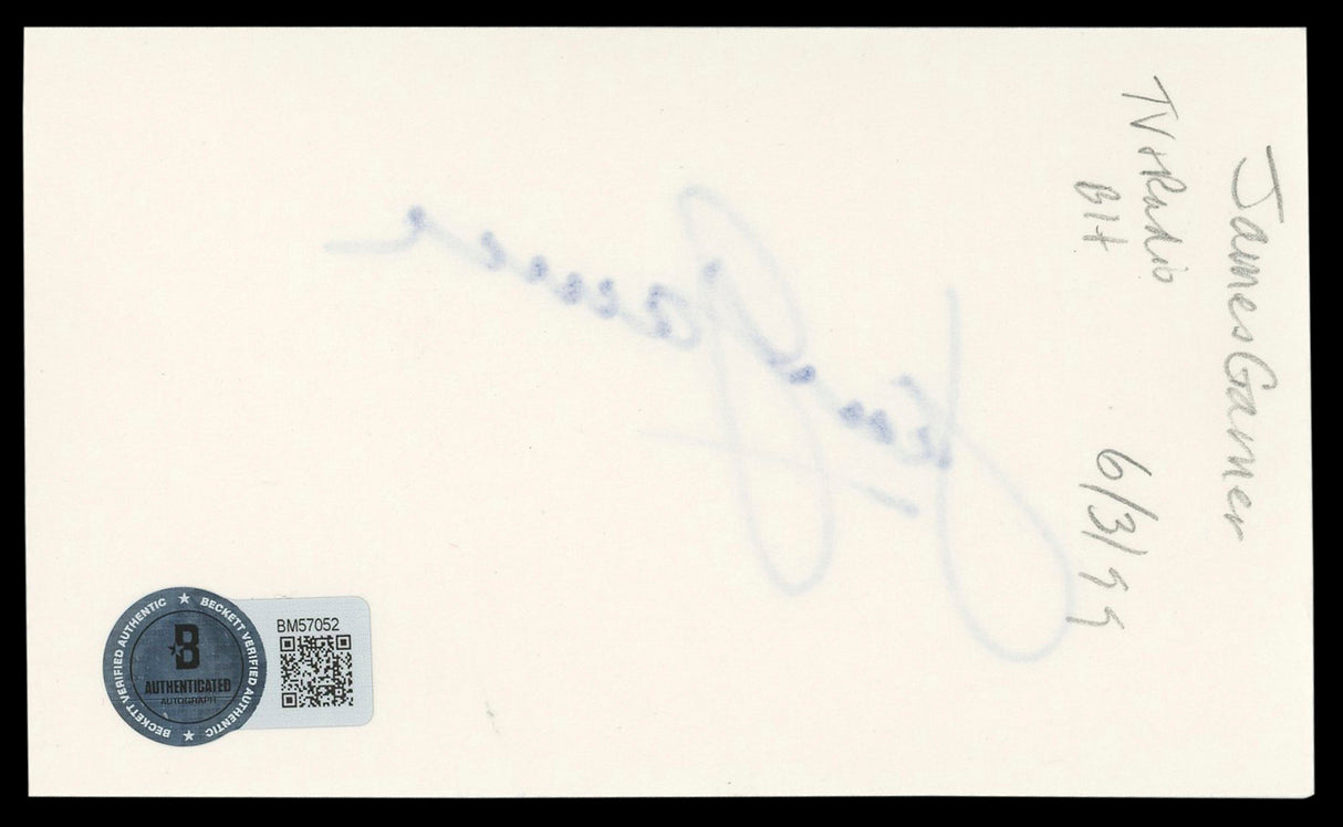 James Garner Maverick Authentic Signed 3x5 Index Card Autographed BAS #BM57052