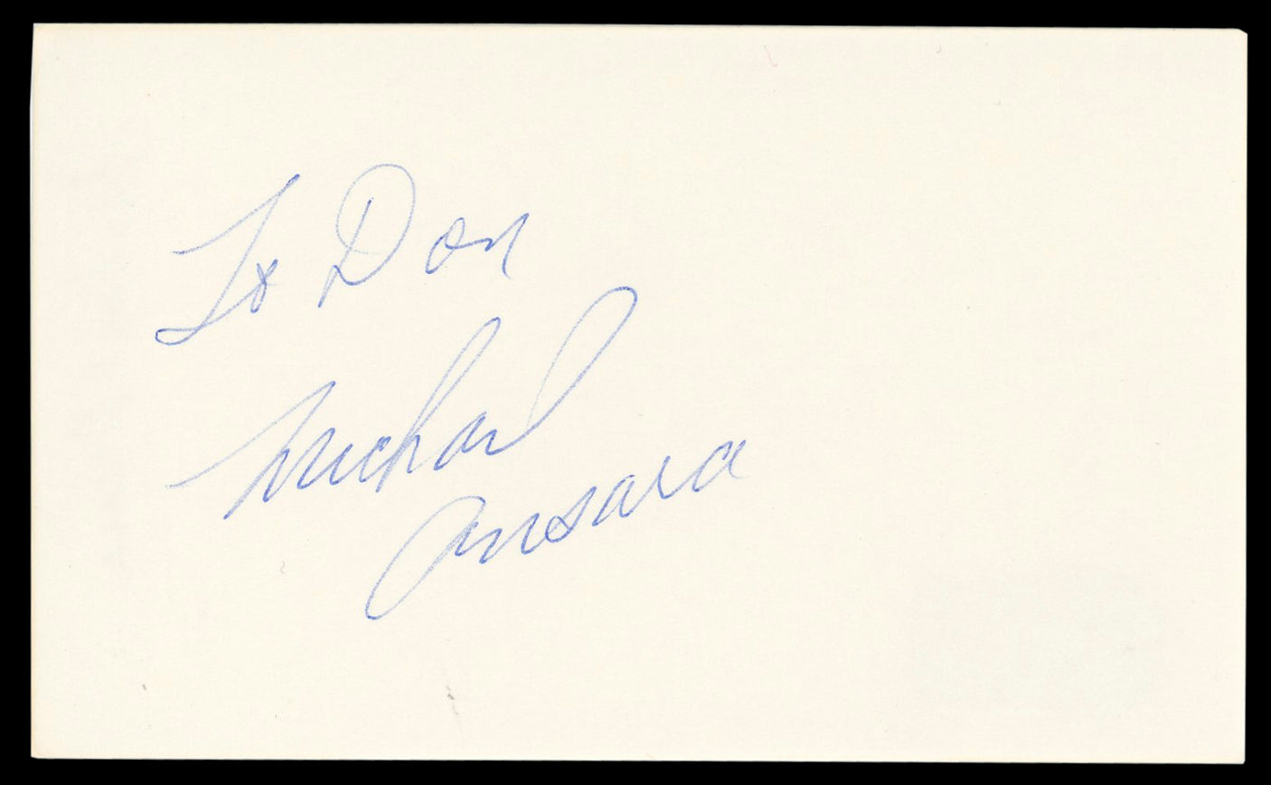 Michael Ansara Star Trek "To Don" Signed 3x5 Index Card Autographed BAS #BM57058