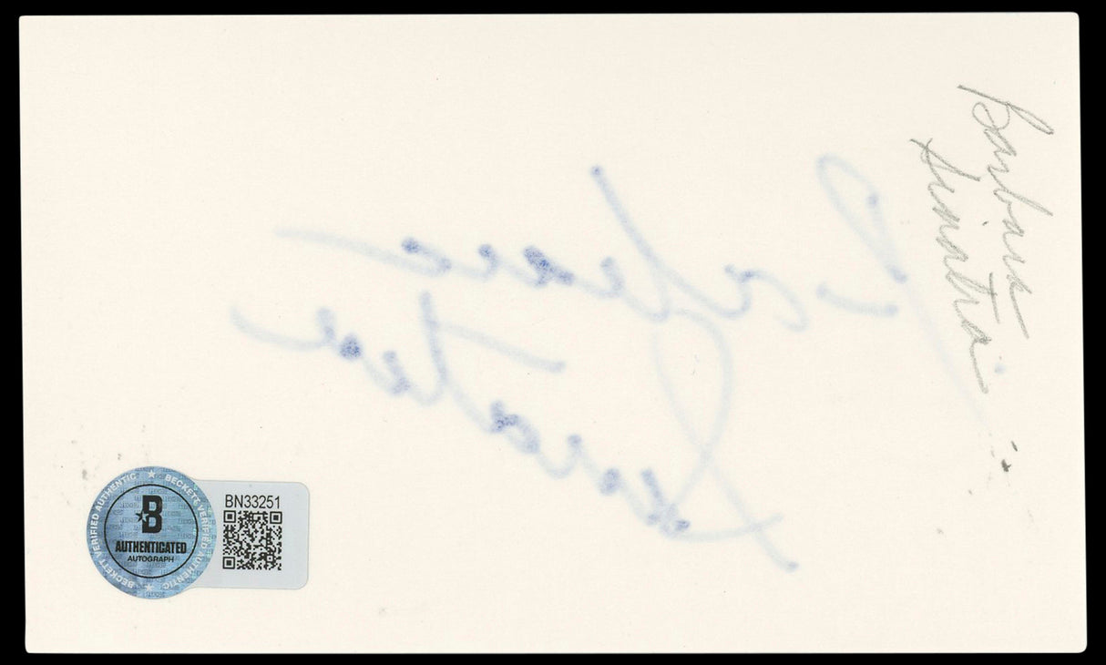 Barbara Sinatra Authentic Signed 3x5 Index Card Autographed BAS #BN33251