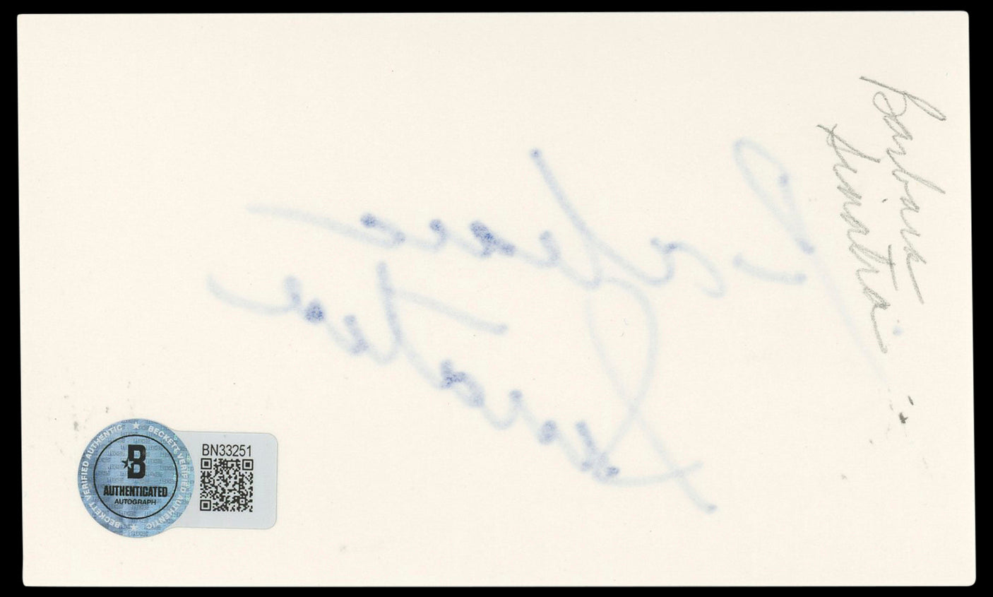 Barbara Sinatra Authentic Signed 3x5 Index Card Autographed BAS #BN33251