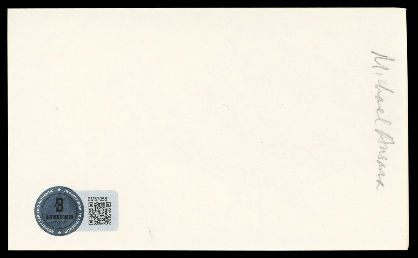 Michael Ansara Star Trek "To Don" Signed 3x5 Index Card Autographed BAS #BM57058
